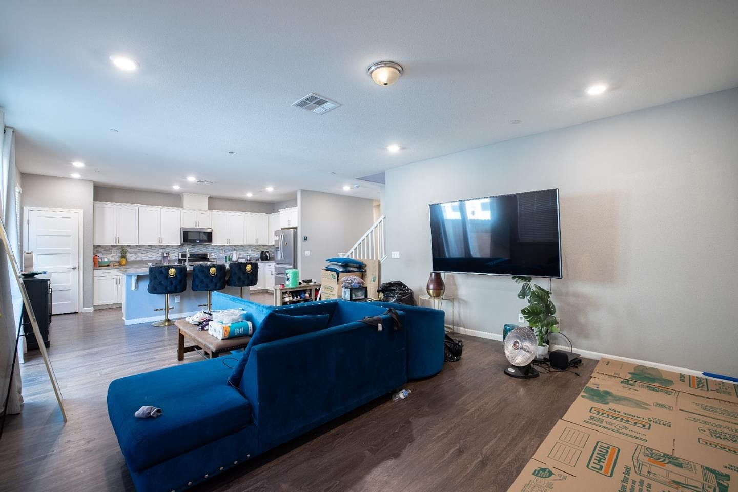 Open living room and kitchen at 10707 Piave Way, Stockton